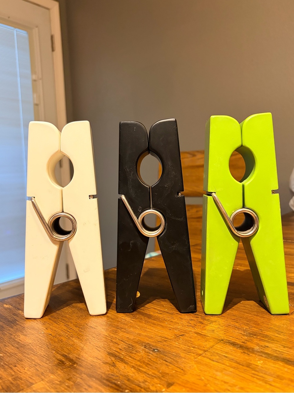 Decorative Giant Clothespin Wall Hooks - White, Black & Lime Green